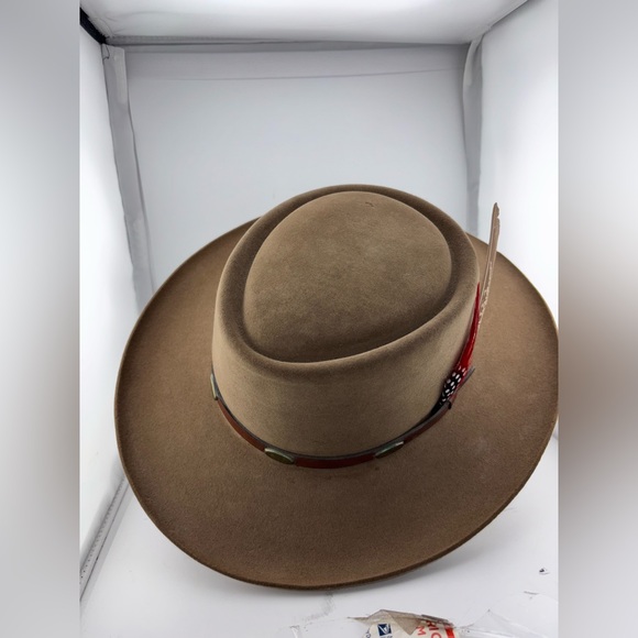 Stetson The Gun Club XXXX Cowboy Hat Size 7 USA Made Brown Leather - Picture 13 of 14